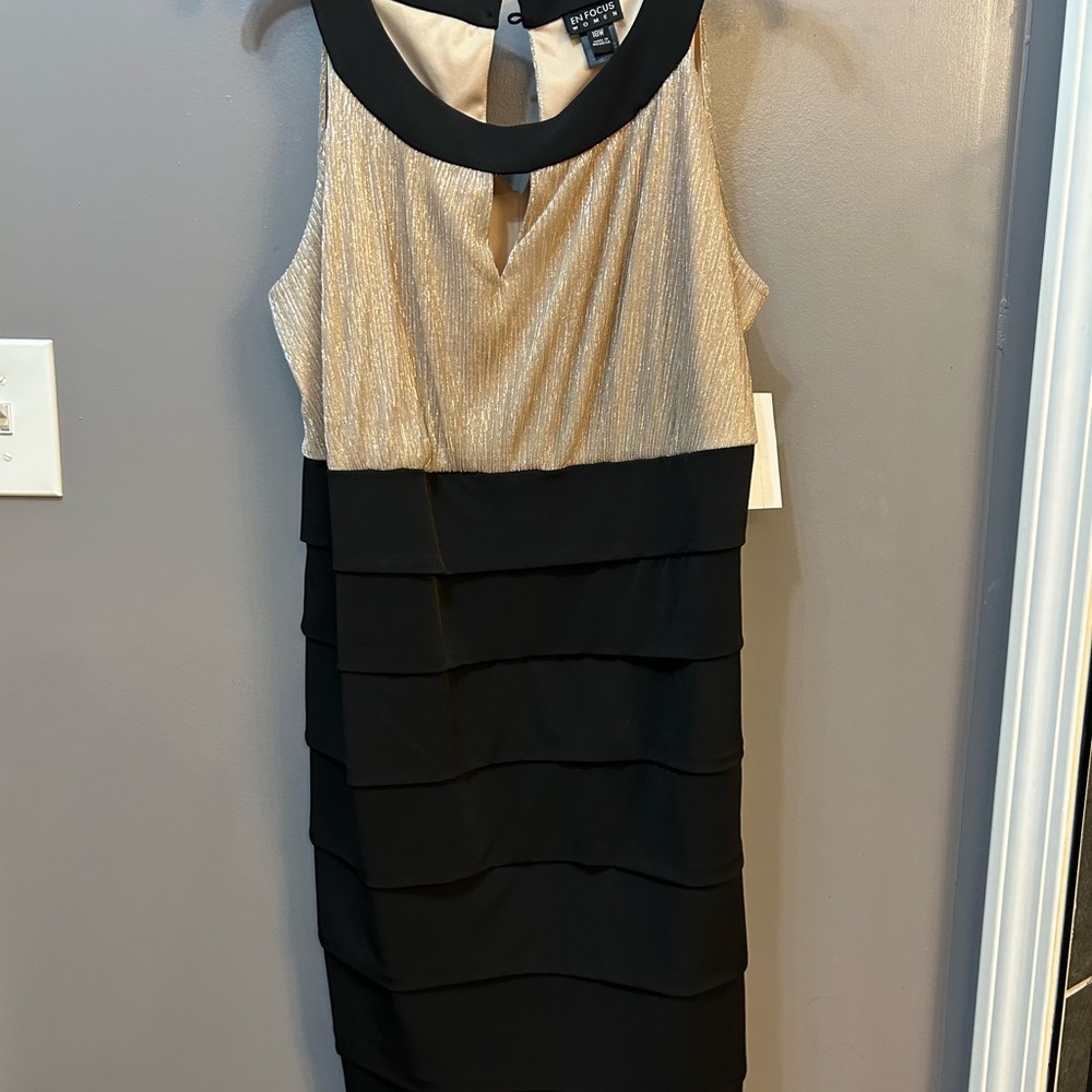Black and Gold Sleeveless Dress